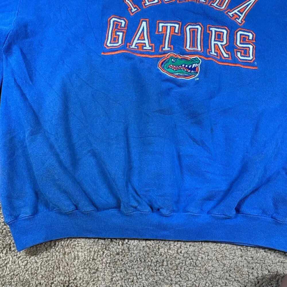 Vintage 90s Florida Gators Blue Sweatshirt Cut Collar Football Mens Sz L